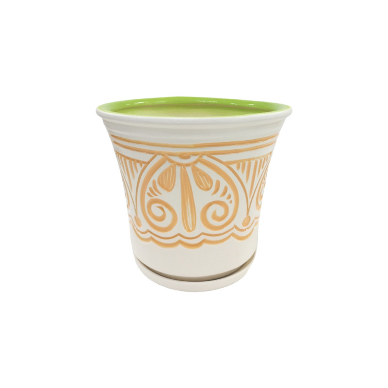 Горщик керамічний КООП Жасмин Завиток Помаранч Білий 26 см 0084 - Металік