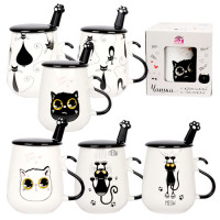 Кружка з кришкою та ложкою SNT 440 мл Кішки 20628