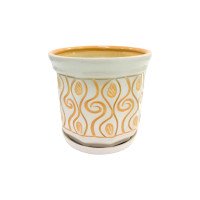 Горщик керамічний КООП Кіто Завиток Помаранч/Крем 9 см 0078