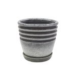 Горщик керамічний КООП Бриз h-18 см Сірий Мармур 0159 - Оливковий