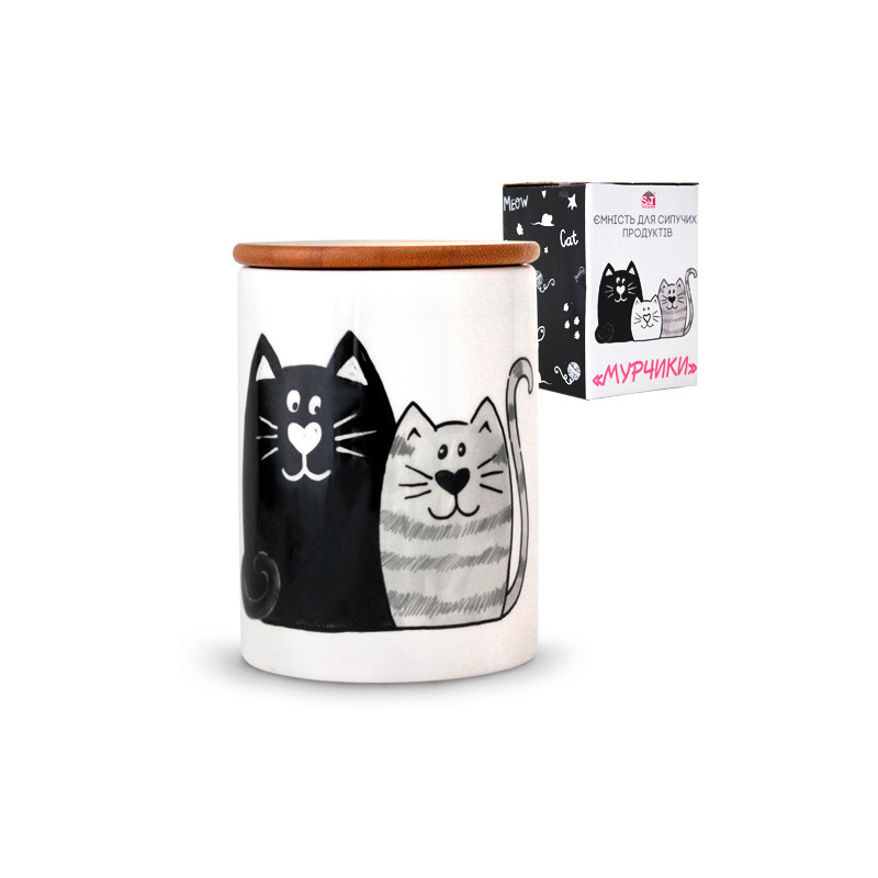 Ємність для сипучих SNT кришка бамбук 850 мл Мурчики 6028-19 - Тапе