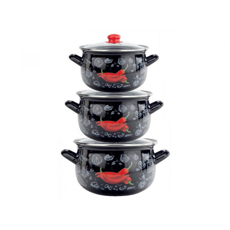 Набір каструль Gusto Перчинка 3 пр GT-T-3-P - Red