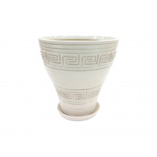 Горщик керамічний КООП Еклер Лабіринт Білий 25 см 0097