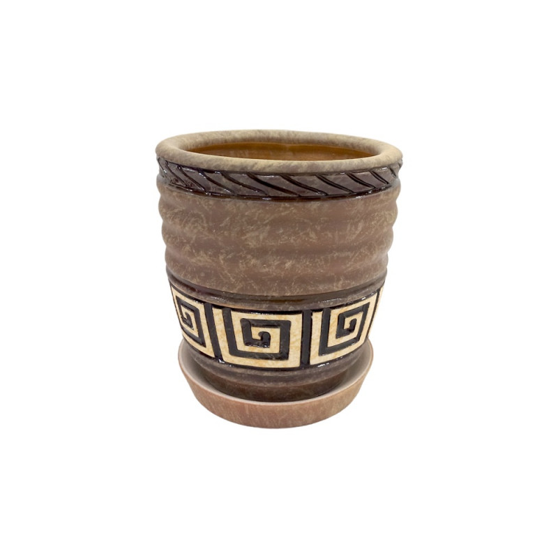 Горщик керамічний КООП Бриз Лабіринт Коричневий 13 см 0159 - Вязка