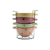 Набір салатників Interos 4 пр на підставці Горох Mix KW 115 MS