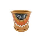 Горщик керамічний КООП Жасмин Соняшник Помаранч 15 см 0084 - Білий/сірий