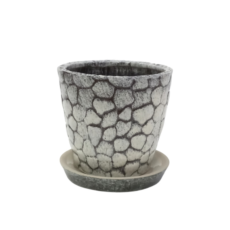 Набір горщиків КООП Стоун 3 пр h-14/11/9 см Каміння Сірий 0203 - White