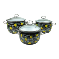Набор кастрюль Idilia №1600 Фреш Лимон Черная №1600 Фреш Лимон