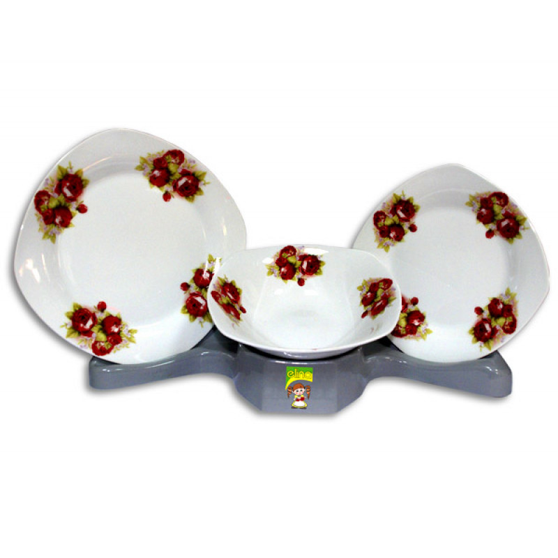 Набір посуду Elina 18 пр Квадрат EL-1040А  - Білий Перламутр