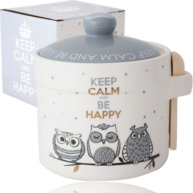 Банка для меду з ложкою SNT 420 мл Совушки 2370-18 - Синій (Джинс)